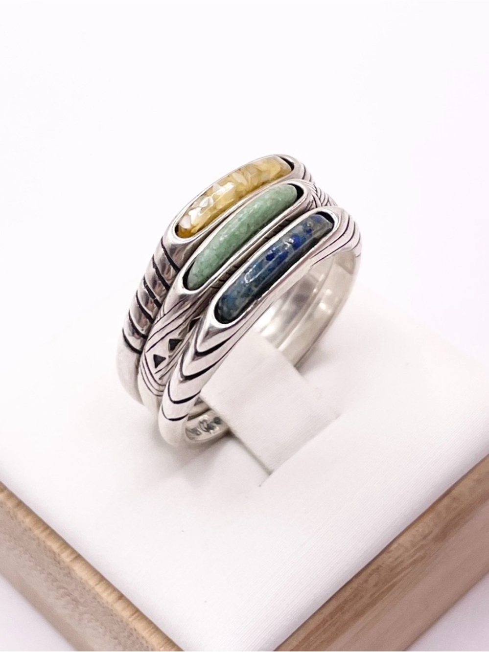 Size 8.5 vintage carolyn pollack 925 Sterling Silver Stackable Rings - Picture 3 of 10